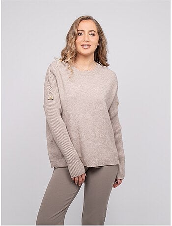Pull maille manches côtelées et boutons dorés kandyce