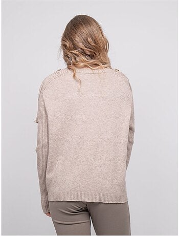 Pull maille manches côtelées et boutons dorés kandyce