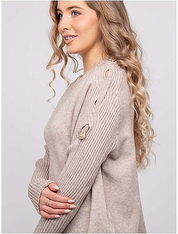 Pull maille manches côtelées et boutons dorés kandyce