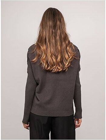 Pull maille manches côtelées et boutons dorés kandyce