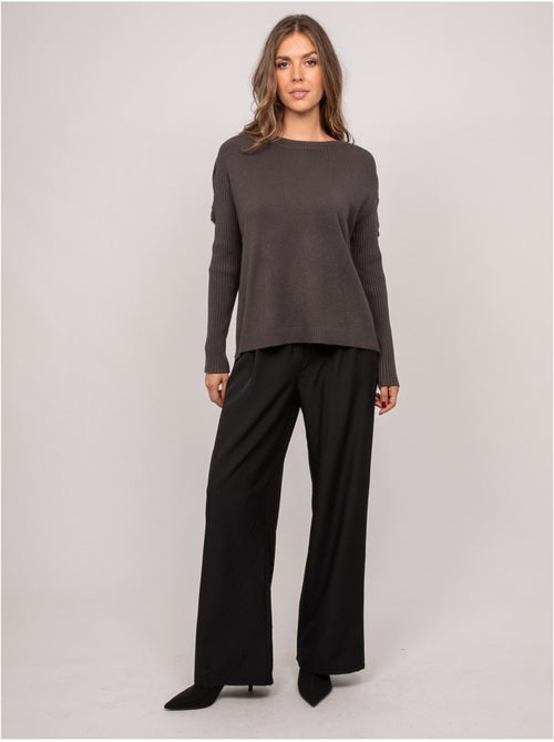 Pull maille manches côtelées et boutons dorés kandyce - Kiabi