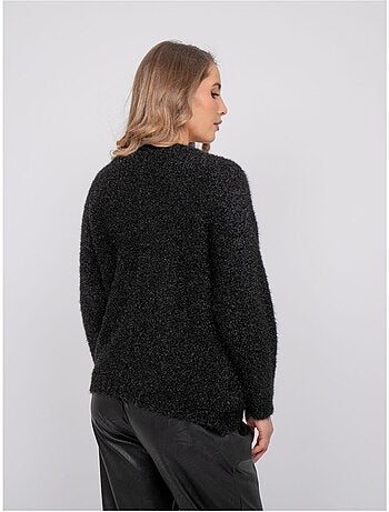Pull maille poilue fil doré message koperdi