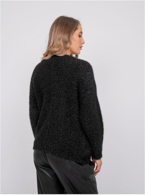 Pull maille poilue fil doré message koperdi - Kiabi