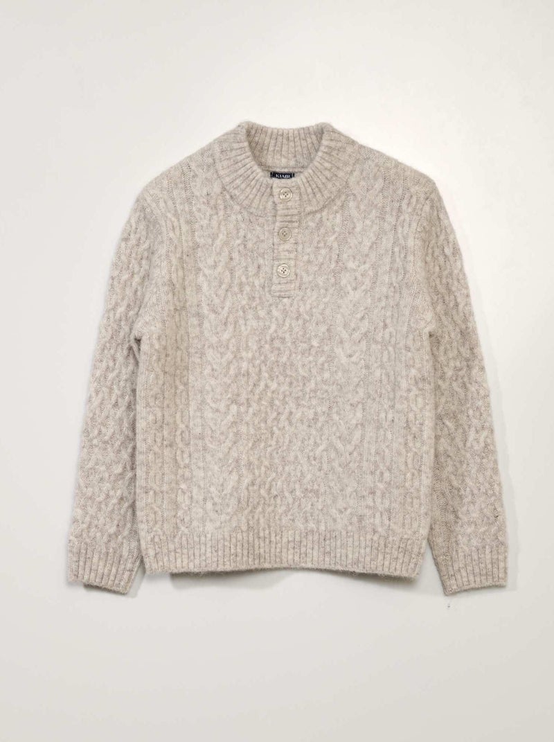 Pull maille torsadée BEIGE - Kiabi
