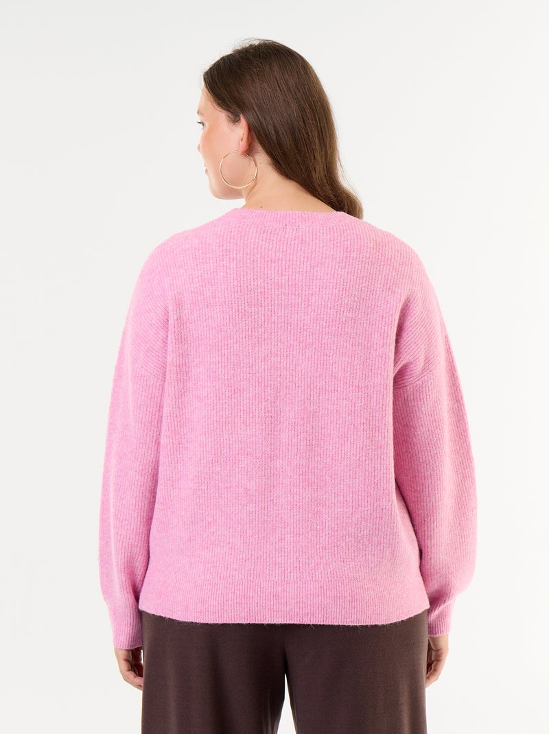 Pull maille torsadée Rose - Kiabi