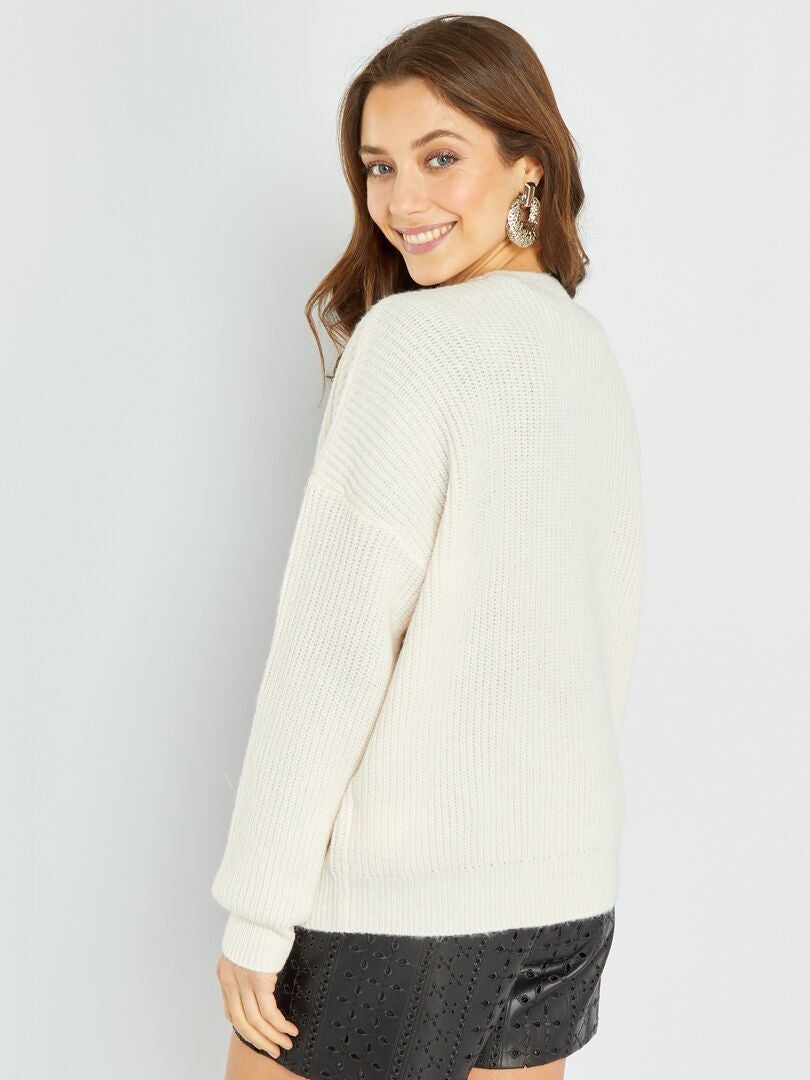 Pull maille tricot Rose poudré - Kiabi