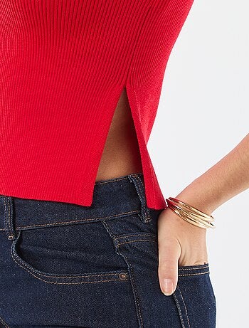 Pull manches courtes avec boutons fantaisie