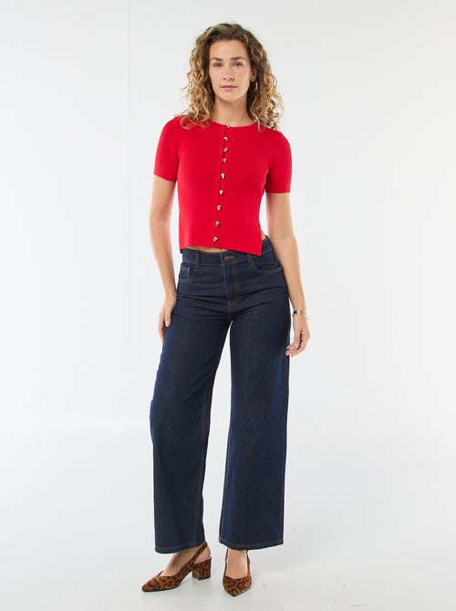 Pull manches courtes avec boutons fantaisie - Kiabi