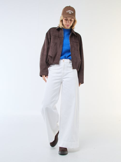 Pull manches courtes uni en mohair - Kiabi