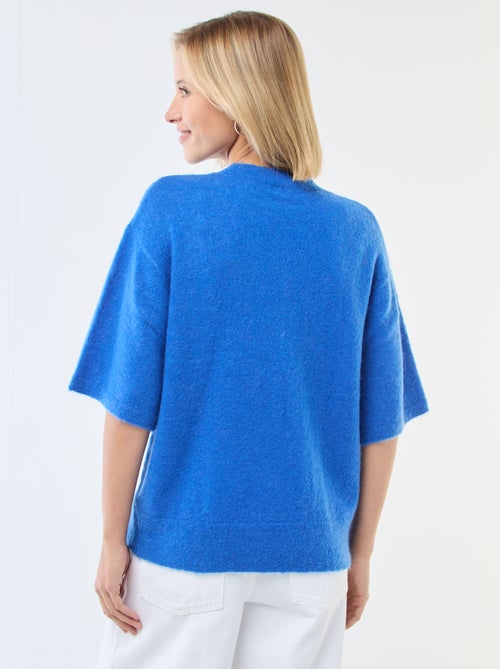Pull manches courtes uni en mohair - Kiabi