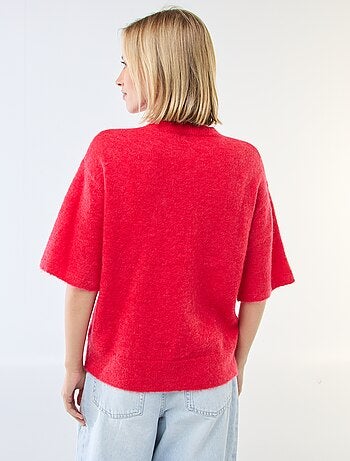 Pull manches courtes uni en mohair