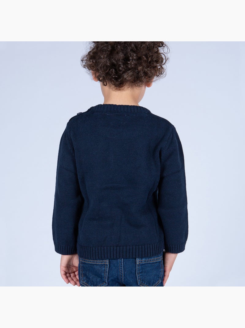 Pull marin enfant 'Breizh Océan', Pull en coton épais garçon ou fille Bleu marine - Kiabi