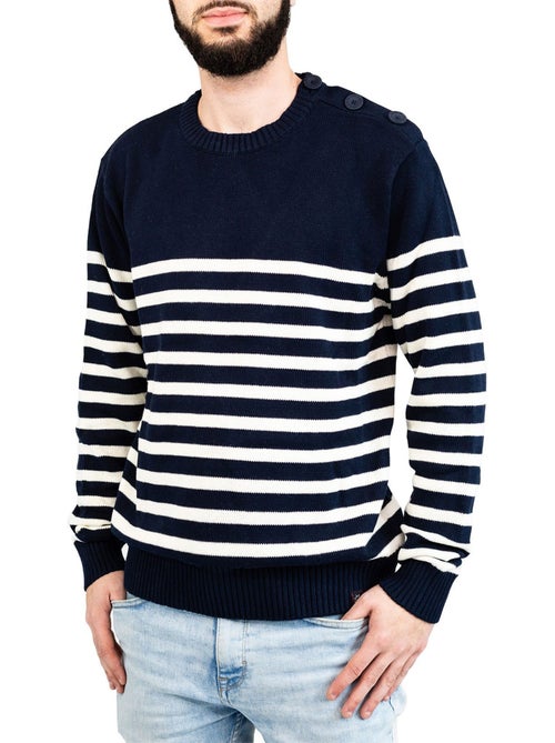 Pull marin homme rayé ou uni 'breizh océan', pull homme hiver - Kiabi