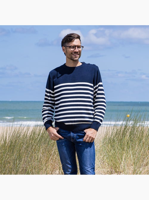 Pull marin homme rayé ou uni 'breizh océan', pull homme hiver - Kiabi
