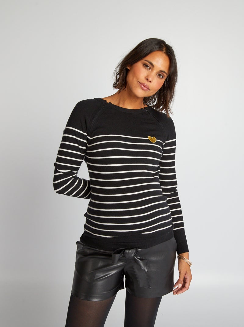 Pull marinière grossesse et allaitement Noir - Kiabi