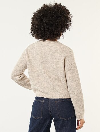 Pull matière douce col rond