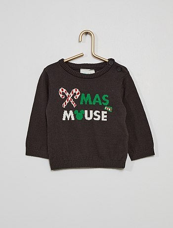 Pull 'Mickey' en maille jacquard - Kiabi