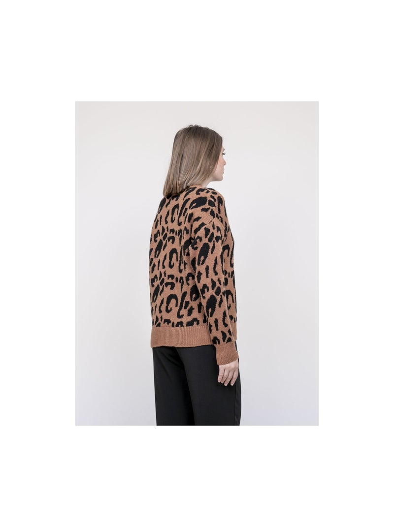 Pull motif léopard kostelia Marron - Kiabi