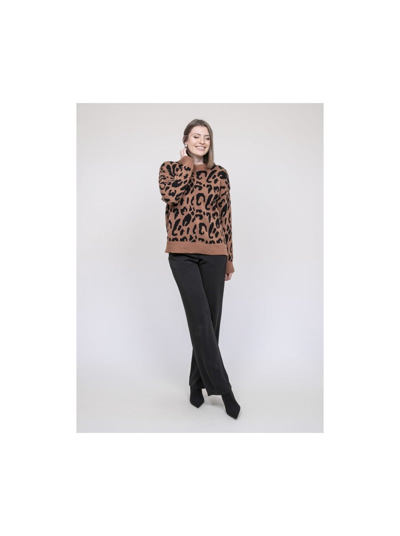 Pull motif léopard kostelia Marron - Kiabi