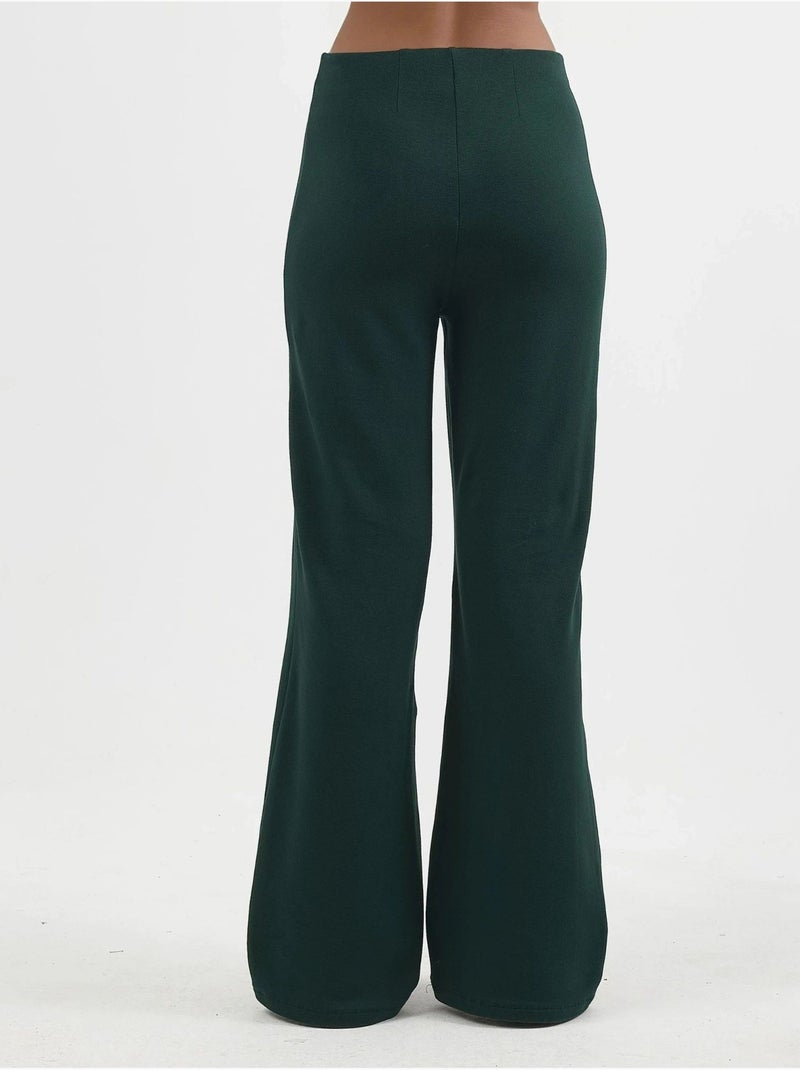 Pull-on broek met hoge taille en rechte pijpen busem Flesgroen - Kiabi