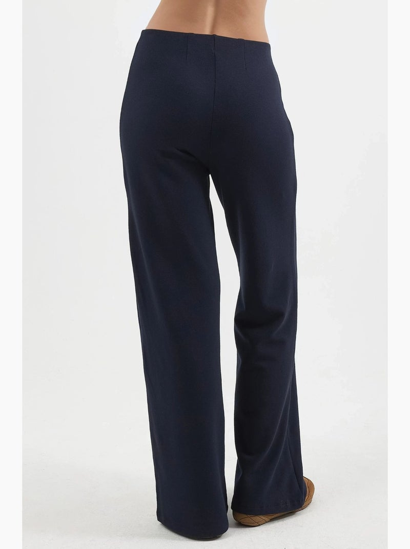 Pull-on broek met hoge taille en rechte pijpen busem Marineblauw - Kiabi