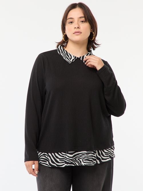 Pull 'Only Carmakoma' effet 2 en 1 chemisier - Kiabi