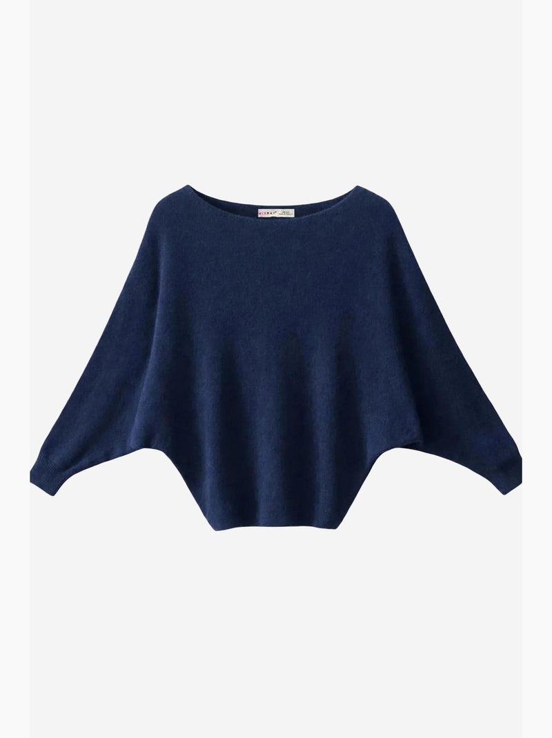 Pull oversize à col bateau en maille côtelée mixray Bleu marine - Kiabi