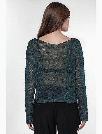 Pull oversize à col bateau en maille texturée hiccup