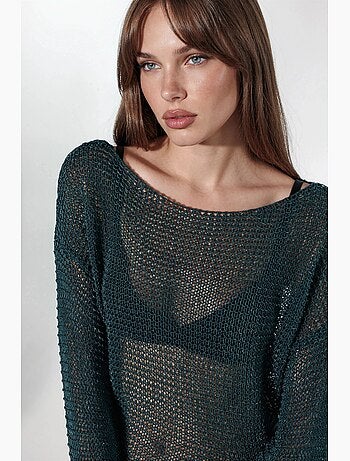 Pull oversize à col bateau en maille texturée hiccup