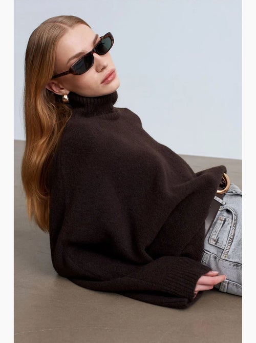 Pull oversize à col roulé côtelé dilvin - Kiabi