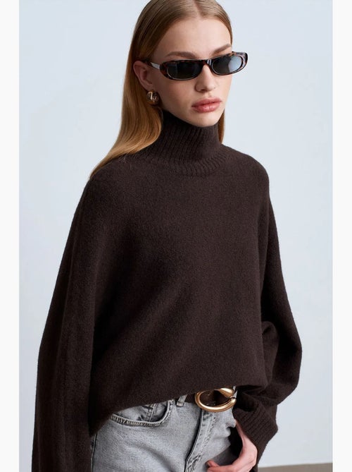 Pull oversize à col roulé côtelé dilvin - Kiabi