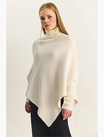 Pull oversize à col roulé en maille côtelée avec ceinture lucci