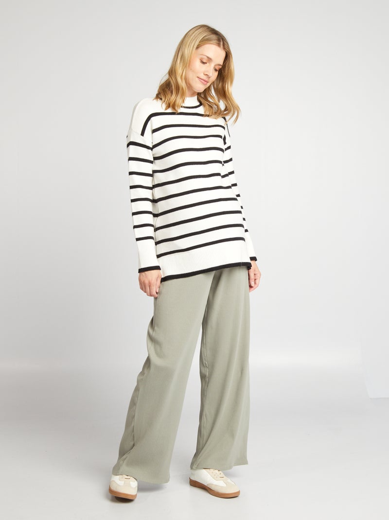 Pull oversize d'allaitement Blanc/noir - Kiabi