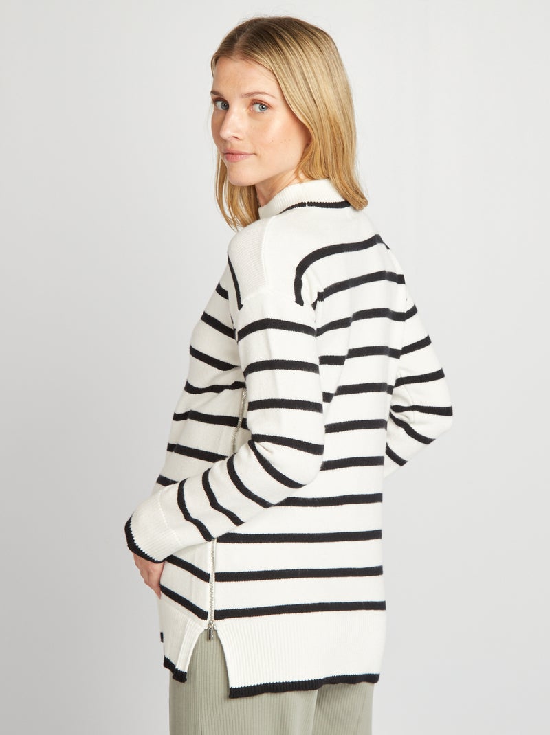 Pull oversize d'allaitement Blanc/noir - Kiabi