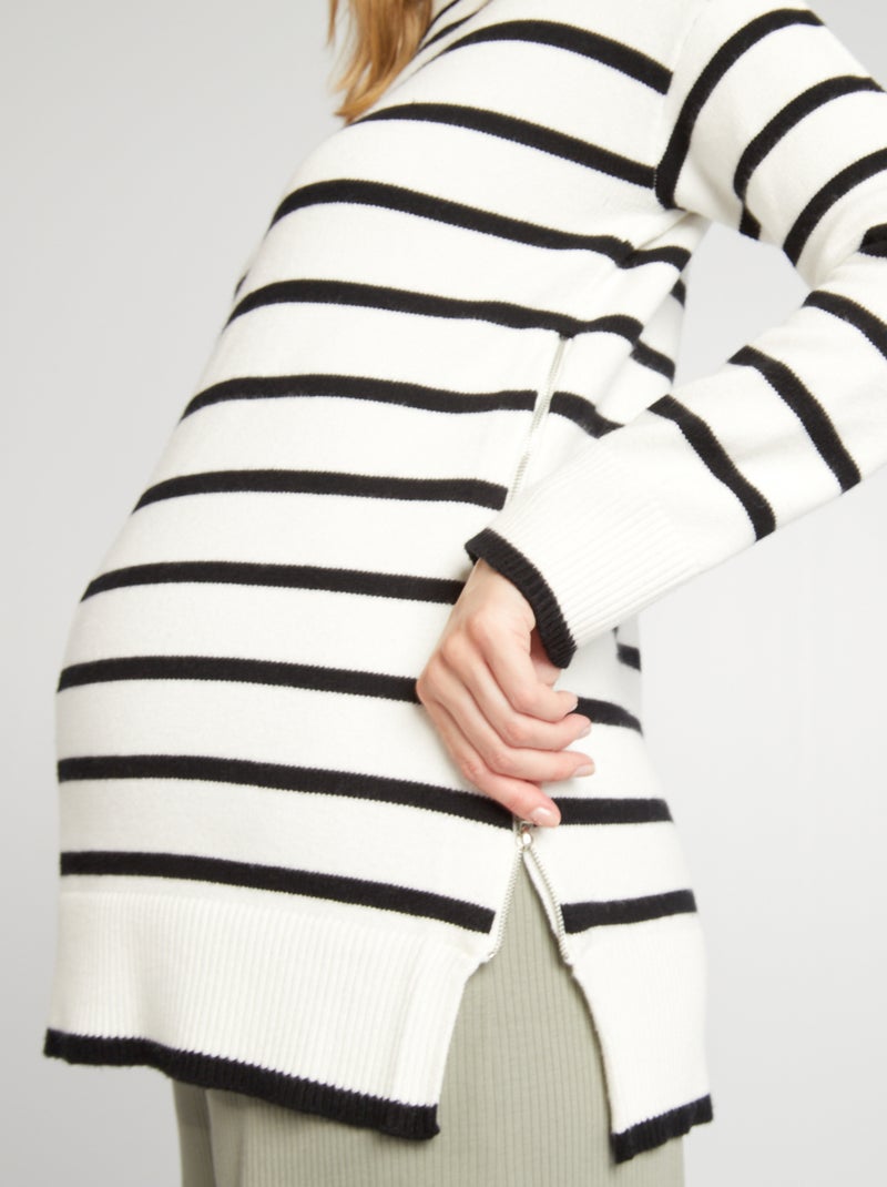Pull oversize d'allaitement Blanc/noir - Kiabi