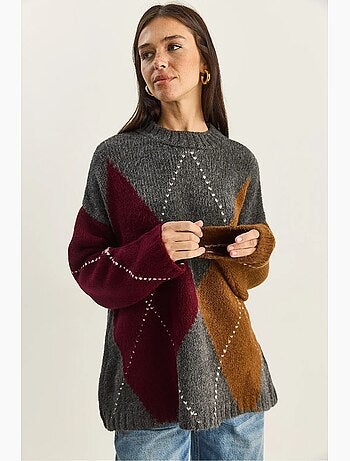 Pull oversize en maille à col roulé court lucci
