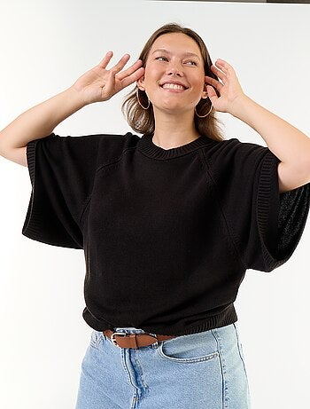 Pull oversize en maille manches courtes