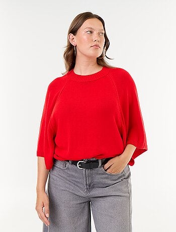 Pull oversize en maille manches courtes