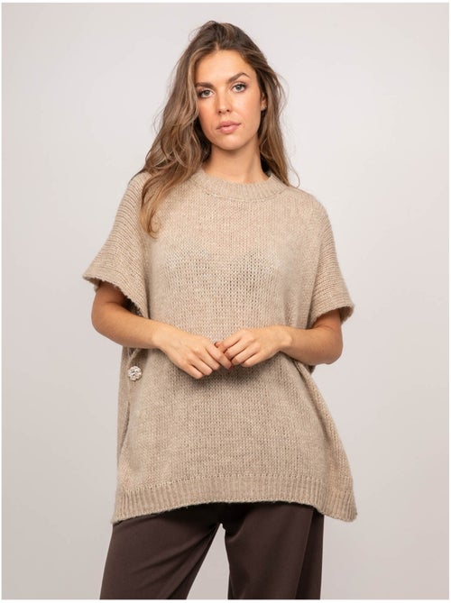 Pull oversize manches courtes grosse maille kireve - Kiabi