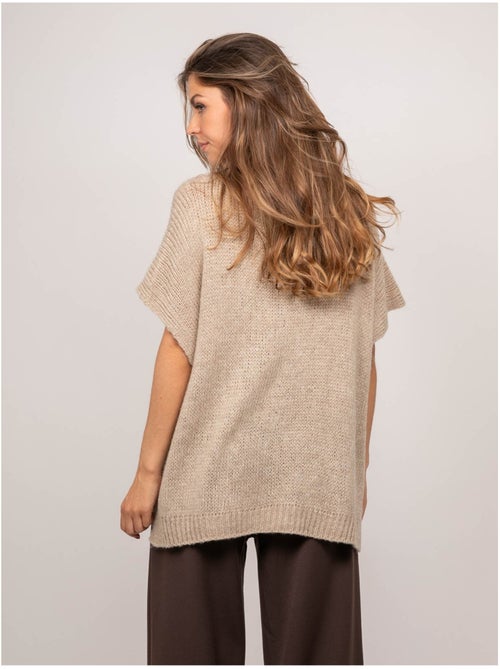 Pull oversize manches courtes grosse maille kireve - Kiabi
