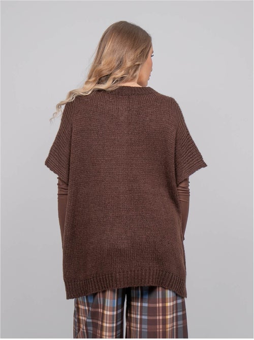 Pull oversize manches courtes grosse maille kireve - Kiabi