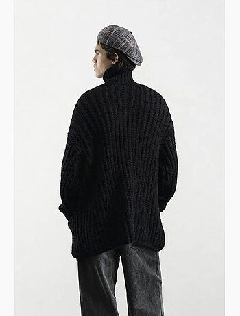 Pull oversize texturé à col roulé avec fermeture boutonnée giesto