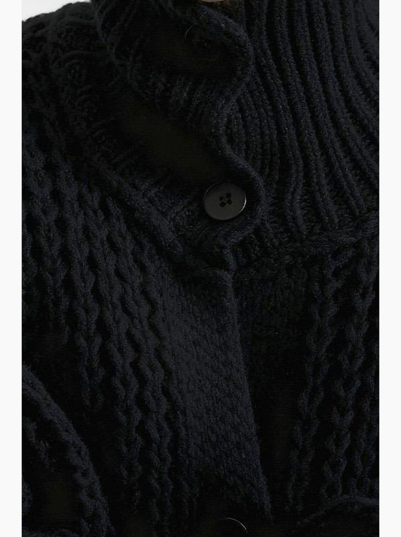 Pull oversize texturé à col roulé avec fermeture boutonnée giesto Noir - Kiabi