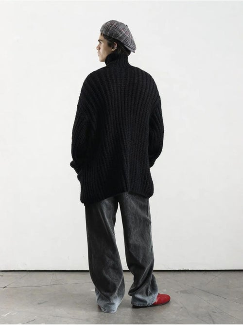 Pull oversize texturé à col roulé avec fermeture boutonnée giesto - Kiabi
