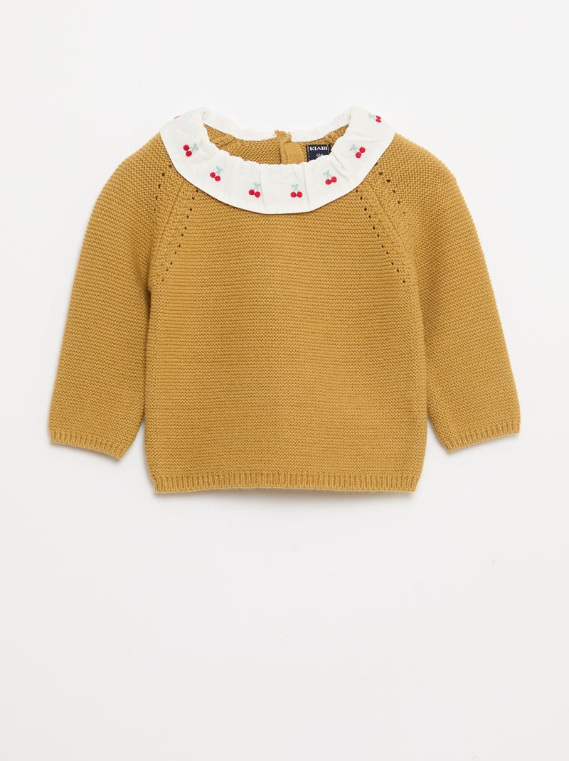 Pull point mousse avec col claudine Jaune - Kiabi