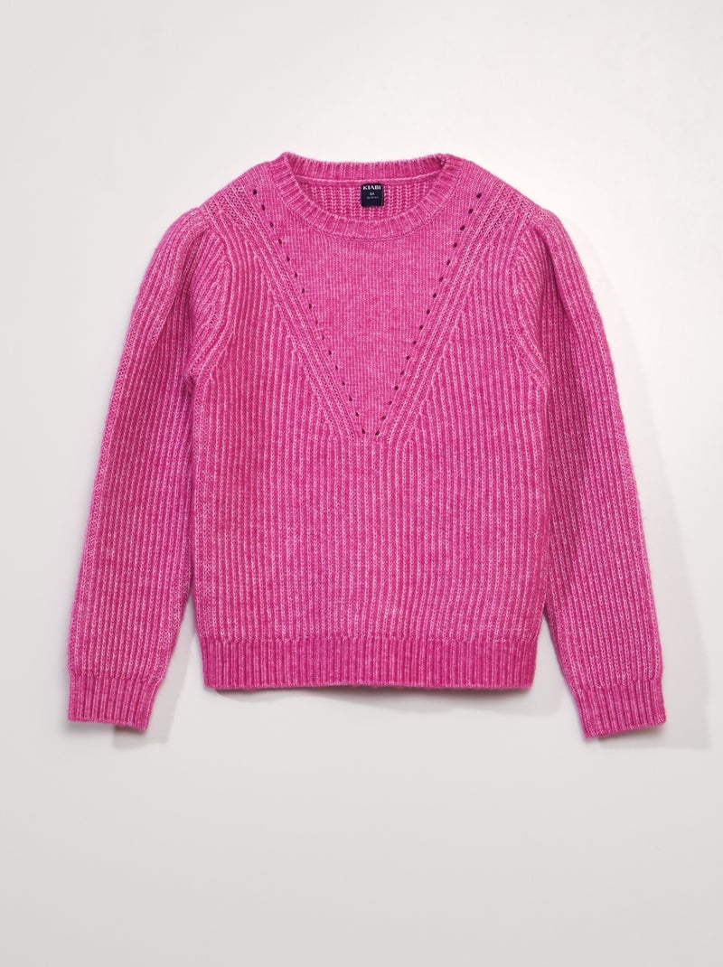 Pull point mousse maille ajourée Rose - Kiabi
