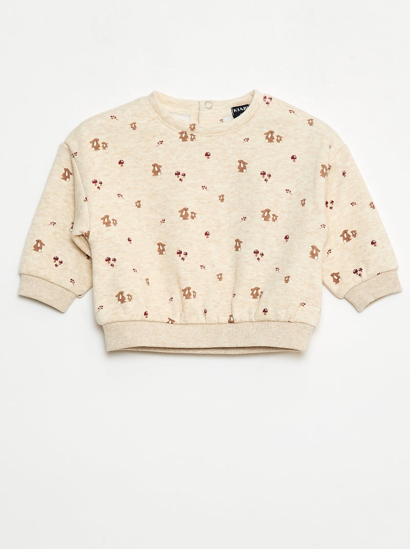 Pull polaire à motif Beige - Kiabi