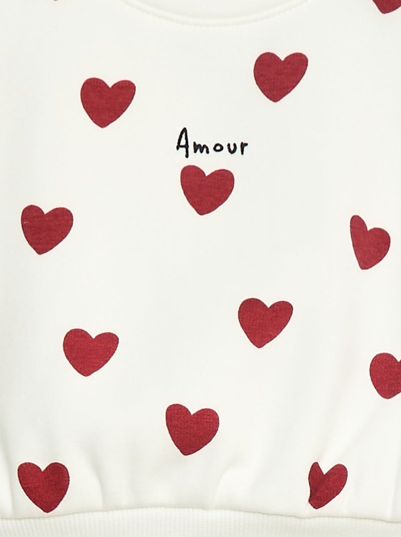 Pull polaire à motif Blanc - Kiabi