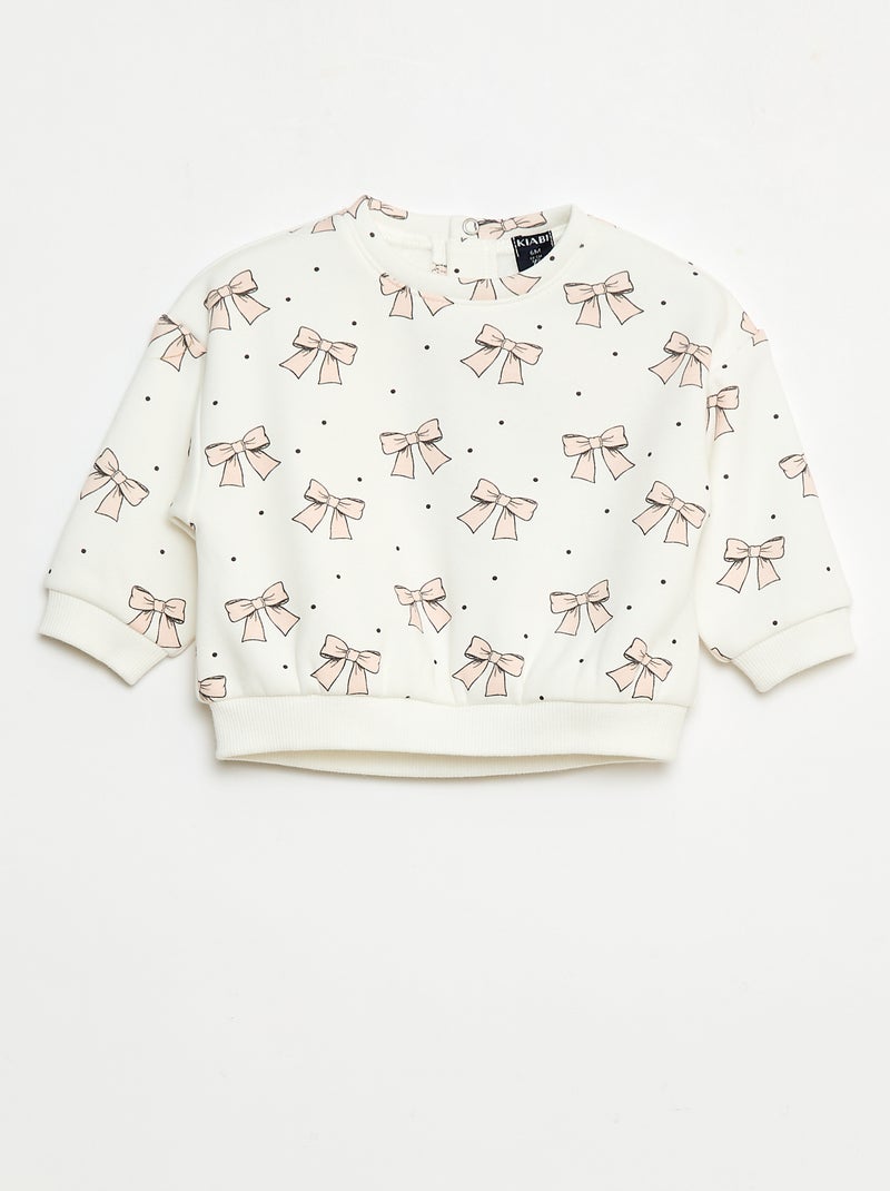 Pull polaire à motif Blanc - Kiabi