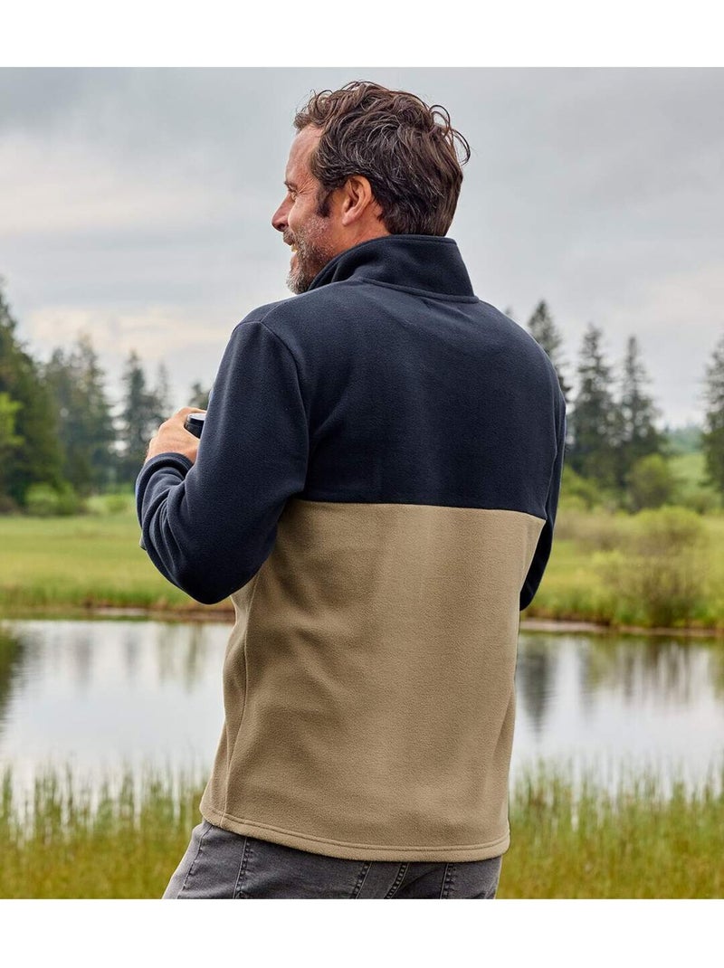 Pull Polaire Zipp? Bicolore?  - ATLAS FOR MEN Bleu marine - Kiabi